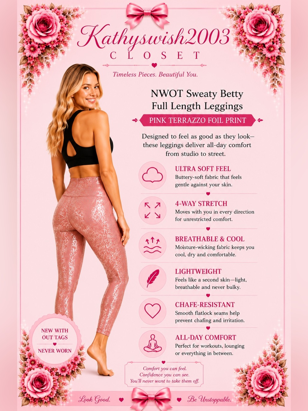 NWOT  Sweaty Betty Full Length Leggings Pink
Terrazzo Foil Print Size Me… - Picture 7 of 16